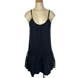 Chris & Carol mini dress M black women's knit lace bottom tank dress